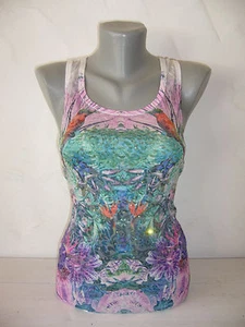 TOP Trägertop Schmetterling Vogel Blumen T-Shirt Strass Tattoo Spitze S M L XL - Bild 1 von 7