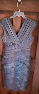 Adrianna Papell dress Gun Metal Size 6 Tiered Knee Length - Picture 1 of 3
