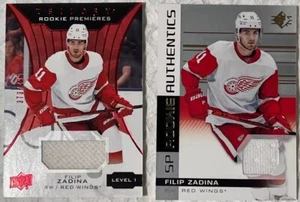 🔥Filip Zadina 2 Card SP /499 Rookie Game Used Jersey Lot U.D. Trilogy RedWings - Picture 1 of 6