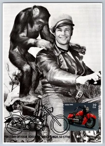#4085 Motorcycles Indian 1940 FDC Maxi Card w/Pictorial Cancel Marlon Brando - Picture 1 of 2