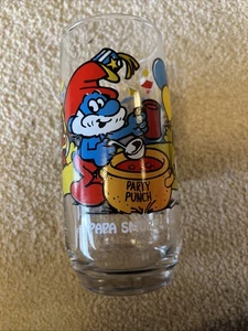 Vintage Hardee's Smurfs Drinking Glass PEYO 1983 Papa Smurf - Picture 1 of 8