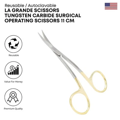 La Grande Scissors 11cm Tungsten Carbide Surgical Operating Scissor German Grade - Image 1 of 2