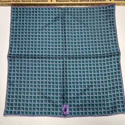 AUTHENTIC ROBERT TALBOTT SILK ITALY POCKET SQUARE HANKY Purple/Teal Designer - Image 1 of 4