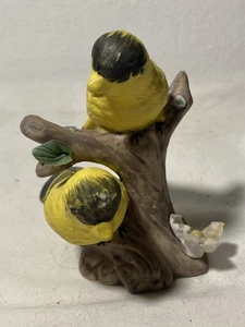 Vintage 2 GOLD FINCH Birds on Branch Figurine - Picture 1 of 8