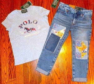 POLO RALPH LAUREN AUTHENTIC GIRLS ORIGINAL BRAND NEW 2Pc JEANS SET Size 4, NWT - Picture 1 of 10