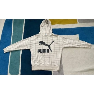 Puma Women's XS/8 Ivory Plaid Pullover Hoodie - Picture 1 of 5