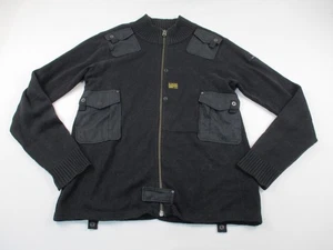 G Star Raw Knit Jacket Mens 2XL Black Cargo Pockets Full Zip Blan Vest Knit - Picture 1 of 11