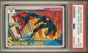 1991 Marvel Universe #91-Spider-Man Vs. Venom PSA Gem Mint 10 💎 - Picture 1 of 5
