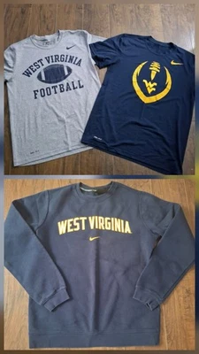 Lot Of 3 Nike West Virginia WVU Tops Mens Medium - Football Tshirts & Sweatshirt - Image 1 of 4