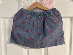 Gymboree Girl 5T NWT Chambray Embroidered Apples Knee Length Skort - Picture 1 of 4