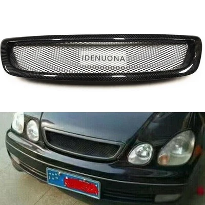 Malla de parrilla de parachoques delantero de fibra de carbono 1 pieza para Lexus GS300 GS400 GS430 1998-2005 Foto 1 de 4