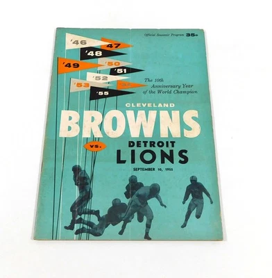 1955 Detroit Lions at Cleveland Browns NFL Football Program 9-10-55 - Image 1 of 2