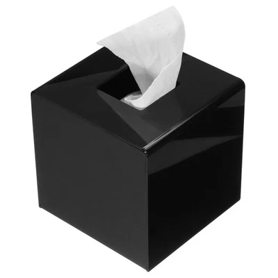 Tissue Box Cover with Base Square Tissue Box Holder for Home Office Black - Image 1 of 4