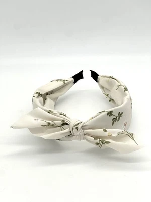 Diadema floral blanca con lazo para mujer estilo turbante accesorio para el cabello Foto 1 de 4