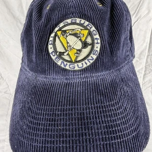 Vintage Pittsburgh Penguins Mütze Cap NHL Hockey Cord Herren Medium 90s blau - Bild 1 von 9