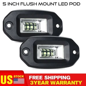 2x 5inch Flush Mount LED Work Light Pods Flood Offroad Truck Bumper Fog Lamp 4'' - Picture 1 of 11