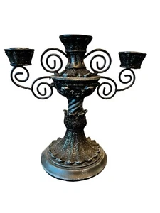 Halloween Candelabra Metal/Wooden Black 3 Candle Stand - Picture 1 of 2