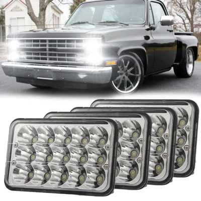 Faros LED 4X6" 4 piezas haz alto para camioneta Chevrolet C10 1980-1986 C20 Camaro Foto 1 de 4