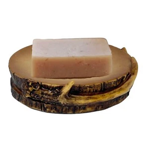 Rustic Antler Soap Dish – Faux Wood Lodge & Cabin Bathroom Décor - Picture 1 of 7