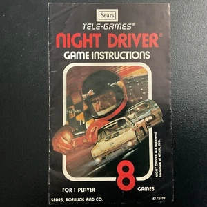 Night Driver Tele-Games Atari 2600 Manual de instrucciones solamente - Imagen 1 de 2