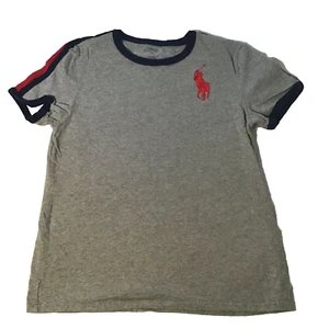 Polo Ralph Lauren T-shirt Crew Neck Stripes Sz XL (18-20) Youth Gray Red - Picture 1 of 7