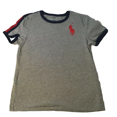 Polo Ralph Lauren Camiseta Cuello Redondo Rayas Talla XL (18-20) Juvenil Gris Rojo Foto 1 de 4
