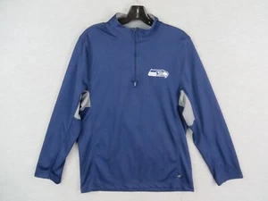 Seattle Seahawks Mens Jacket Medium M Blue 1/4 Zip Team Apparel NFL Mesh - Picture 1 of 8