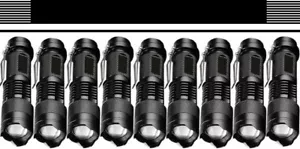 100 PCS BLACK Cree Q5 LED Super Bright Flashlight with Zoom lens and belt clip - Picture 1 of 6