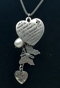 Silpada Butterfly Pearl Heart Live A Charmed Life 28" Necklace Sterling Silver - Picture 1 of 11