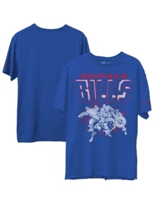 Junk Food Marvel x Buffalo Bills Football T-Shirt Men's Size Medium Blue New - Picture 1 of 4