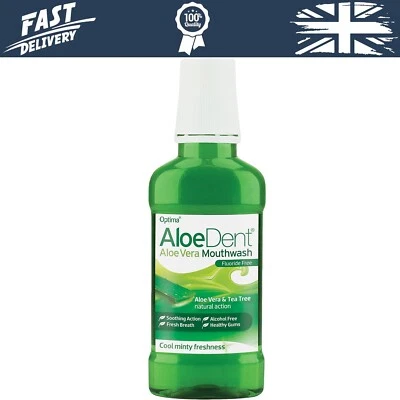BRANDED AloeDent, Aloe Vera Mouthwash Fluoride Free, Natural Action, Vegan, Cruelty Free
