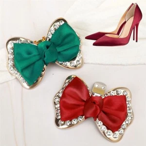 Bride High Heel Shoe Decorations Clip Charm Buckle Bow Ribbon Clamp Shiny Clips - Picture 1 of 17