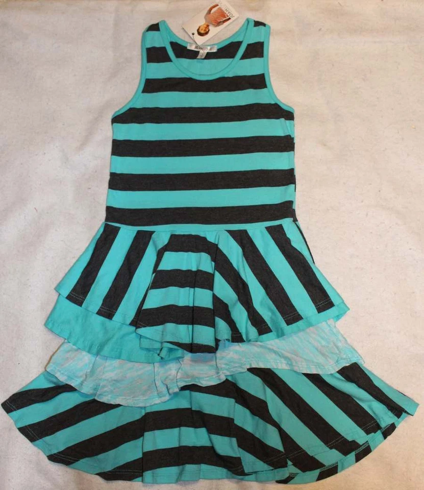 NWT Boutique Joah Love Girl's Sky Blue Striped Knit Agnes Dress Sz 8 Yrs - Image 1 of 1