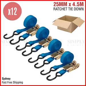 12x Ratchet Tie Down Strap Motorcycle Boat Car Trailer Truck Tiedown 25mm x 4.5M - Picture 1 of 3