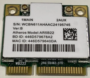 Atheros AR5B22 AR926X AR9462 Dual Band BT 4.0 Wireless WiFi MINI PCI-E Card W23 - Afbeelding 1 van 1