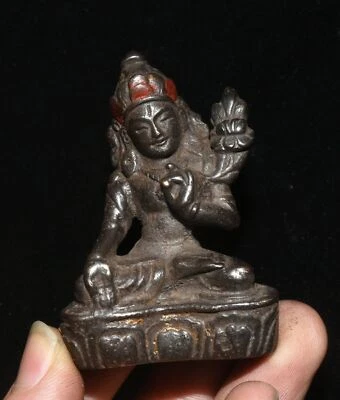 Colgante amuleto Buda Sit Da Le Lian Shi bronce rojo budismo tibetano antiguo de 6 cm Foto 1 de 4