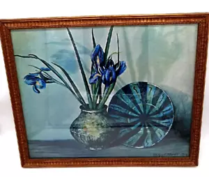 Ethelyn C Stuart 1934 Framed 18X21 Persian Pottery Art Deco Still Life Litho - Picture 1 of 13