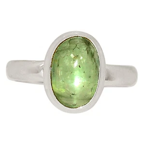 Natural Cabochon Mint Green Kyanite - India 925 Silver Ring s.6 ALLR-28734 - Picture 1 of 1