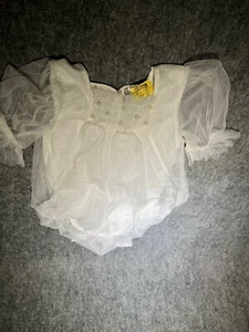 White Pearl Beaded Christening One Piece Dress 8 To 12 Months With Satin Bow - Picture 1 of 17