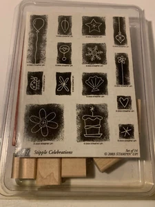 Stampin' Up! Stipple Celebration Set 14 Briefmarken 2003 geöffnet unbenutzt - Bild 1 von 4