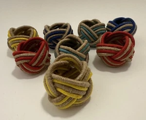 Napkin Rings Cotton Braided Set of 8 Napkin Holders BOHO Napkin Rings - Picture 1 of 3