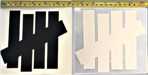 Lot of 2 WHITE & BLK UNDEFEATED Clothing 5 Strikes LOGO Decal STICKER 6x5.5" #D - Picture 1 of 5