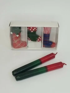 Weihnachtskerzen Strumpf Santa Holiday rot und grün Minikerzen - Bild 1 von 6