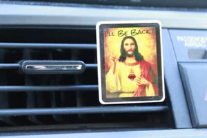 Jesus I'll Be Back Christian Car Vent Clip Essential Oils Diffuser Mask Holder - Afbeelding 1 van 8