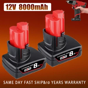 2 pack 8000mAh Für Milwaukee M 12 Akku XC Lithium 12V 48-11-2460 M12B5 M12B6 DE - Bild 1 von 19