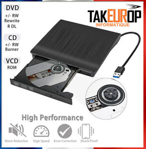 Lecteur CD DVD Externe,USB 3.0 Portable Graveur et Lecteur de CD-RW/DVD-RW