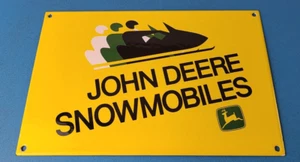 Vintage John Deere Snowmobiles Sign - Shop Sales & Service Porcelain Gas Sign - Picture 1 of 15