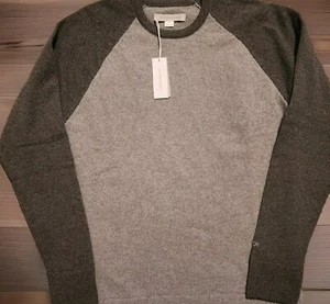 NWT Outerknown Cashmere Sweater Crewneck Men's Med Slim Gray Long Sleeve Raglan - Imagen 1 de 8