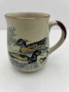 Taza de té de gres pato mallard taza manlard pato y patitos nadar - Imagen 1 de 7