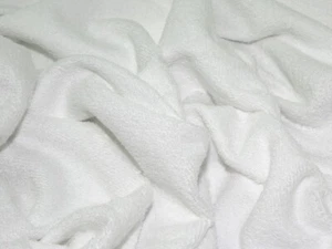 White Terry Cotton Loop Double Sided Towelling Fabric, Soft, 60" Wide- Per Meter - Picture 1 of 1